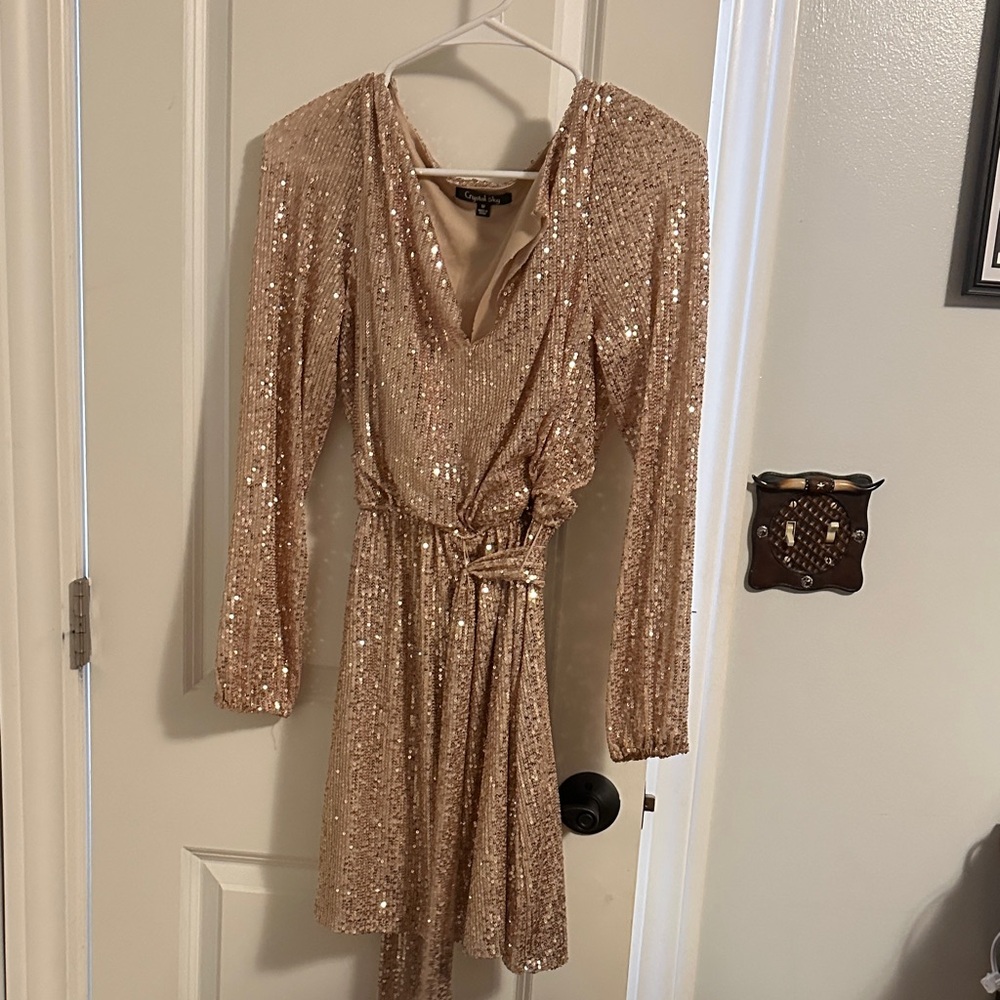 Shimmering Gold Long Sleeve Dress